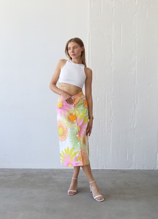 A-line skirt made of cotton in a large flower print2 photo