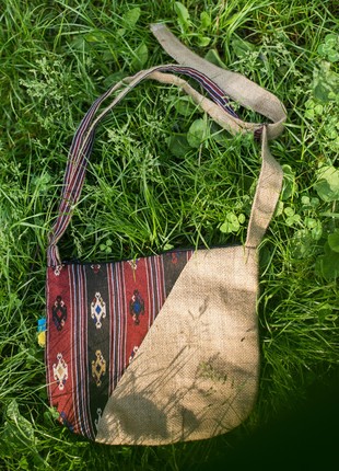 Women's Bag made of Natural Textile "LIRA" Handmade in Ethno style.3 photo