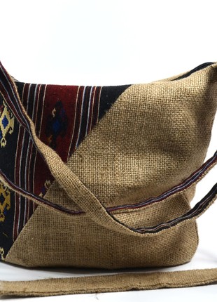 Women's Bag made of Natural Textile "LIRA" Handmade in Ethno style.5 photo