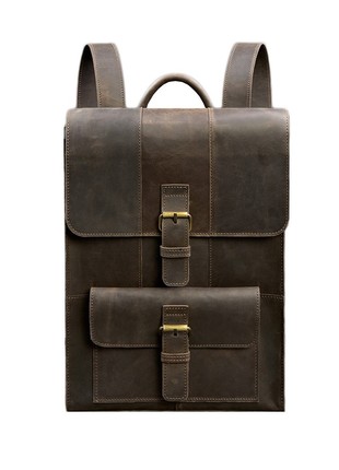 Leather backpack Brit dark brown (BN-BAG-47-o)
