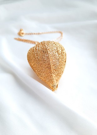 Natural physalis Pendant electroformed copper and pure gold4 photo