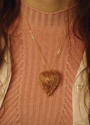 Natural physalis Pendant electroformed copper and pure gold2 photo