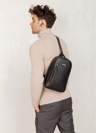 Black leather men's backpack on one shoulder Chest Bag (BN-BAG-42-g)1 photo