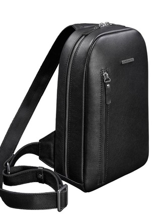 Black leather men's backpack on one shoulder Chest Bag (BN-BAG-42-g)7 photo