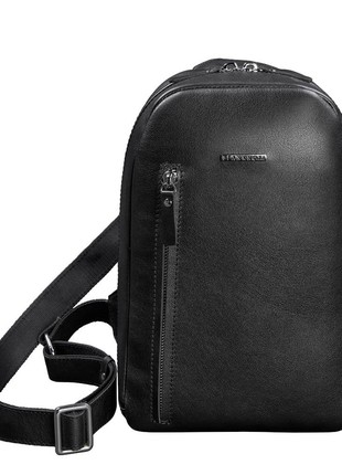 Black leather men's backpack on one shoulder Chest Bag (BN-BAG-42-g)4 photo