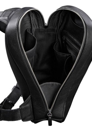 Black leather men's backpack on one shoulder Chest Bag (BN-BAG-42-g)6 photo
