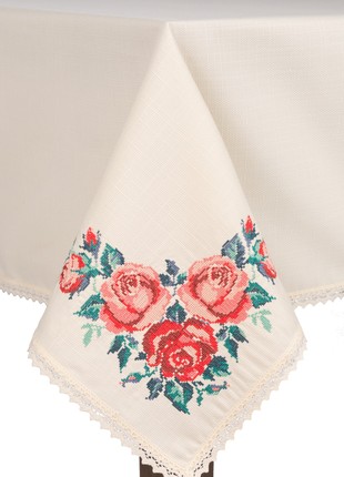 Embroidered tablecloth "Blooming Garden" 1.65*1.40m 270-21/002 photo