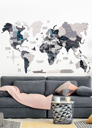 3D XL Wooden World Map Nordik3 photo