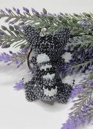 Handmade beaded keychain bead figurine, cat, beaded souvenir, keyring4 photo