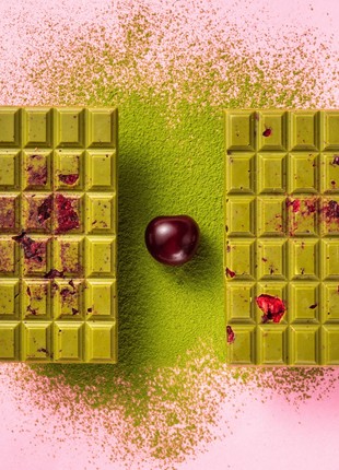 Chocolate Healthy Choice with matcha and cherries 25g set 5 pcs4 photo