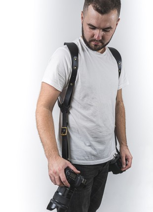 Dual Leather Camera Harness, Ajustable Strap5 photo