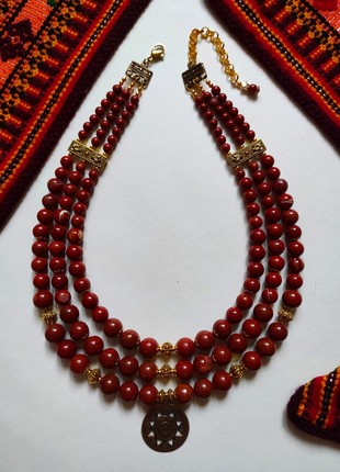 Necklace "Halychanka"  from red jasper