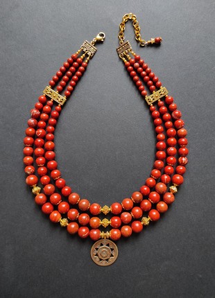 Necklace "Halychanka"  from red jasper5 photo