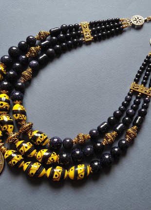 Necklace  "Ukrainian starfall" from glass beads and adventurous4 photo