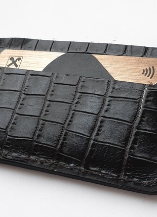 Black leather card holder reptile7 photo