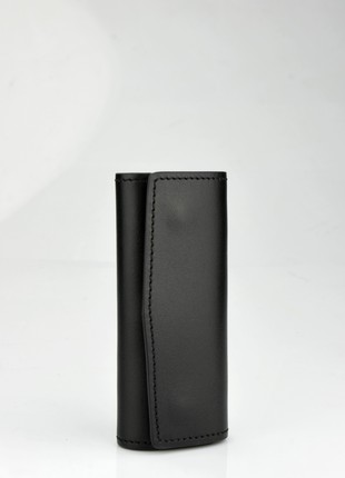 Black Leather Key Holder, Key Case, Leather Keychain, Key Fob, Key Wallet, Gift