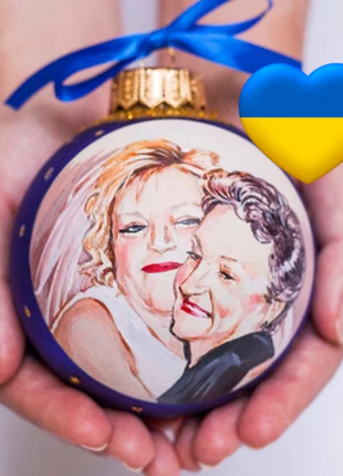 Personalized Blue Gift Ornament, Custom Family Portrait From Photo – Two persons2 photo