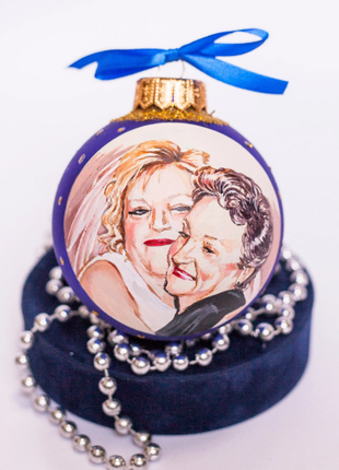 Personalized Blue Gift Ornament, Custom Family Portrait From Photo – Two persons1 photo