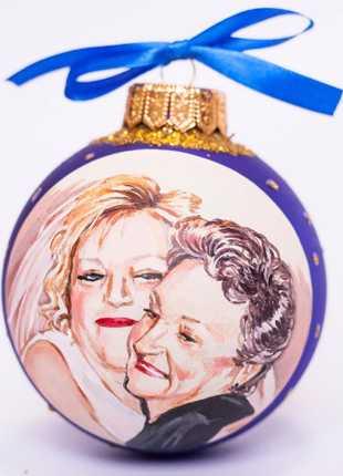 Personalized Blue Gift Ornament, Custom Family Portrait From Photo – Two persons3 photo