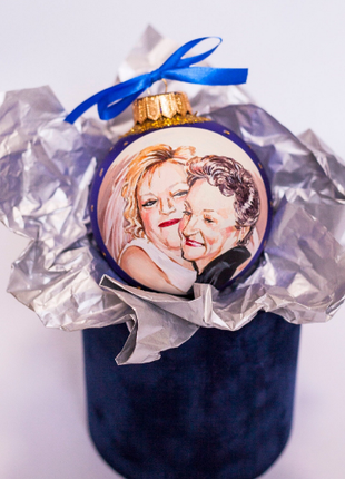 Personalized Blue Gift Ornament, Custom Family Portrait From Photo – Two persons5 photo