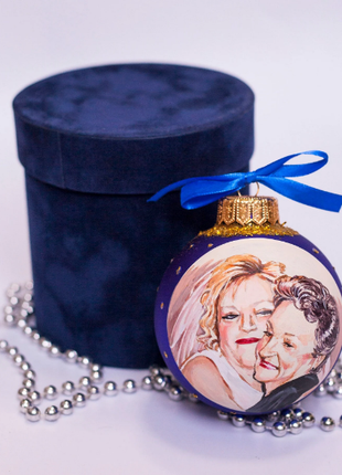 Personalized Blue Gift Ornament, Custom Family Portrait From Photo – Two persons7 photo