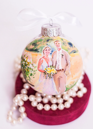 Personalized Silver Gift Ornament, Custom Wedding Portrait From Photo – Two persons