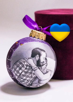 Personalized Purple Memorial Gift Ornament, Custom Portrait From Photo – Two persons