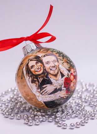 Personalized Silver Ornament Wedding Gift for Couples, Custom Portrait From Photo – Two persons