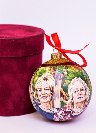 Personalized Red Gift Ornament, Custom Family Portrait From Photo – Three persons3 photo