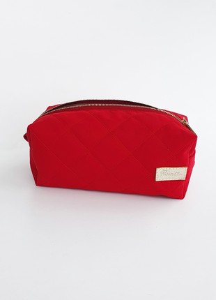 Women Red Textile Toiletry Bag2 photo