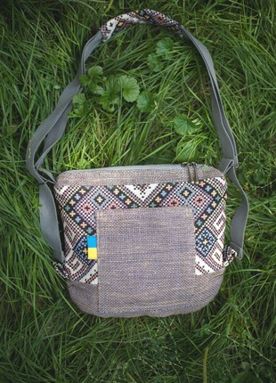 Women Backpack Purse made of natural textile  "Pearl"