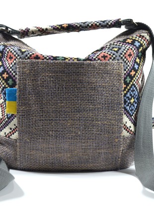 Women Backpack Purse made of natural textile  "Pearl"4 photo