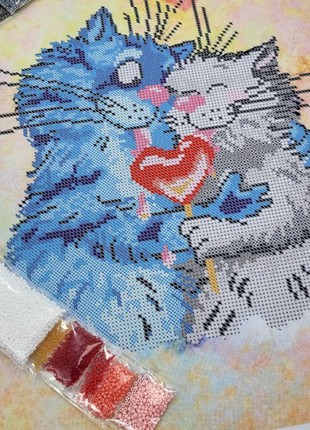 Cats in love Kit Bead Embroidery d35764 photo