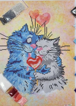 Cats in love Kit Bead Embroidery d35765 photo
