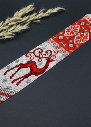 Beaded necklace with Christmas deer2 photo