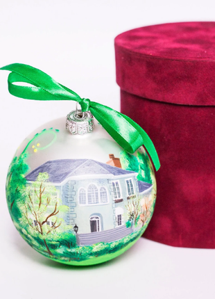 Custom house ornament, Hand Painted on Silver Glass Bauble by Photo, Gift for parents