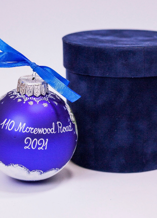 Custom house ornament, Hand Painted on Blue Glass Bauble by Photo, Family Gift7 photo