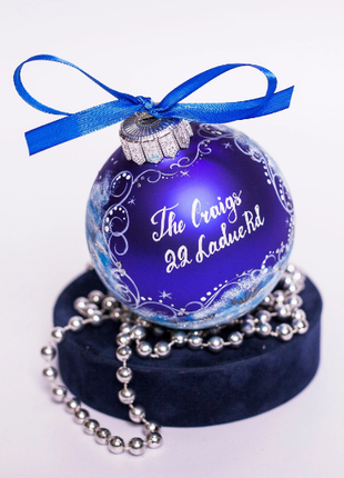 Custom house ornament, Hand Painted on Blue Glass Bauble by Photo, Family Gift9 photo