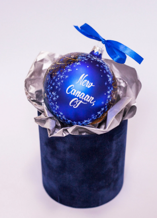 Custom house ornament, Hand Painted on Blue Glass Bauble by Photo, Memorabilia Gift5 photo