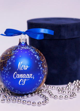 Custom house ornament, Hand Painted on Blue Glass Bauble by Photo, Memorabilia Gift6 photo