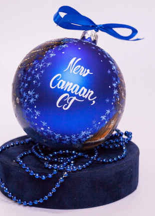 Custom house ornament, Hand Painted on Blue Glass Bauble by Photo, Memorabilia Gift9 photo