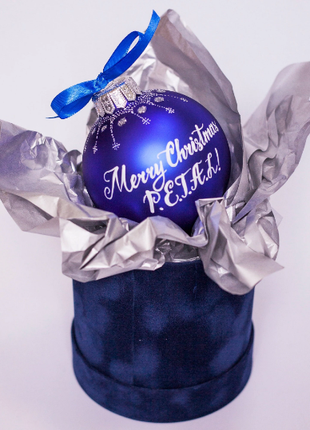 Custom house ornament, Hand Painted on Blue Glass Bauble by Photo, Gift for parents8 photo