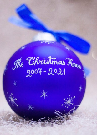 Custom house ornament, Hand Painted on Blue Glass Bauble by Photo, Gift for best friend8 photo
