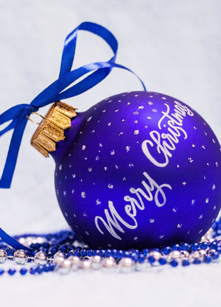 Custom house ornament, Hand Painted on Blue Glass Bauble by Photo, Gift for best friend9 photo