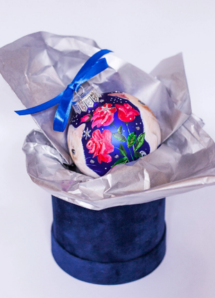 Custom Pet Portrait From Photo, Hand painted on Blue Bauble – Cat, In Lovely Memory gift4 photo