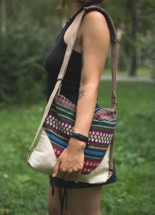 Women bag-backpack made of natural textile "Mazunka"2 photo