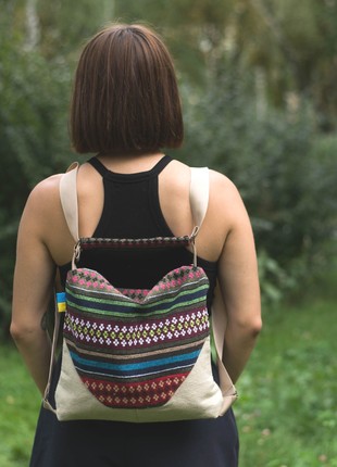Women bag-backpack made of natural textile "Mazunka"4 photo
