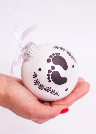 First Birthday hand painted glass ornament, Baby Birthday Gift2 photo