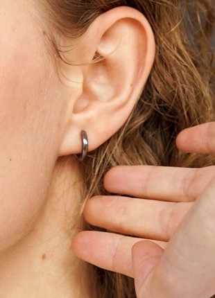 Round earrings S black2 photo