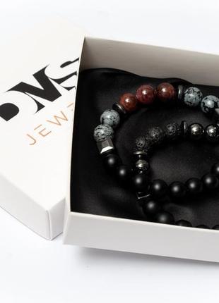 Shungite, garnet, obsidian, lava, hematite double bracelet for men or women, power of scorpion4 photo
